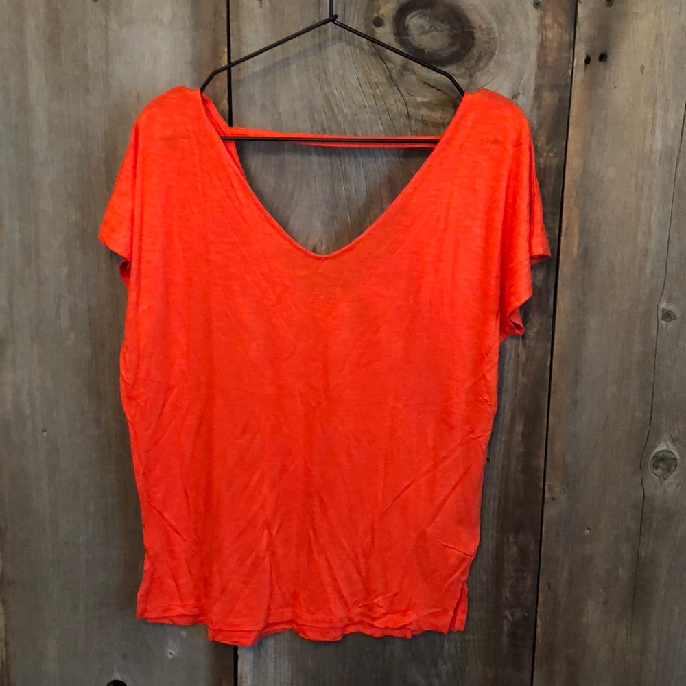 Old Navy V-neck Short Sleeve Top Orange Small
